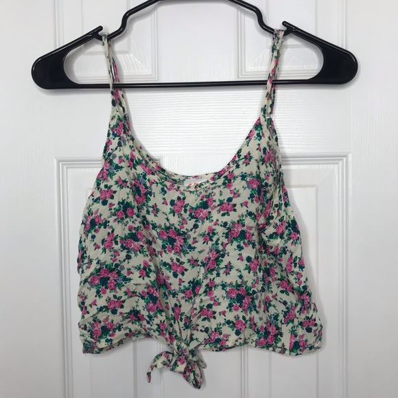 Wet Seal Tops - Wet Seal Floral Tie Crop Top